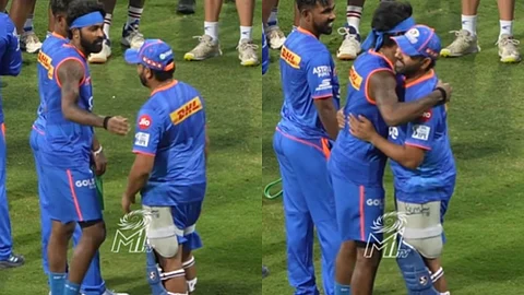 ரோஹித்தைக் கட்டியணைத்த ஹார்திக் பாண்டியா!