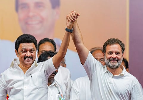 முதல்வர் மு.க.ஸ்டாலின்-மக்களவை எதிா்க்கட்சித் தலைவா் ராகுல் காந்தி