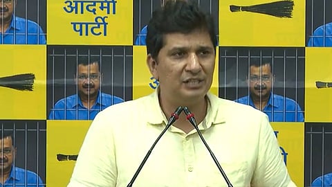 செய்தியாளர் சந்திப்பில் ஆம் ஆத்மி மூத்த தலைவர் செளரப் பரத்வாஜ்