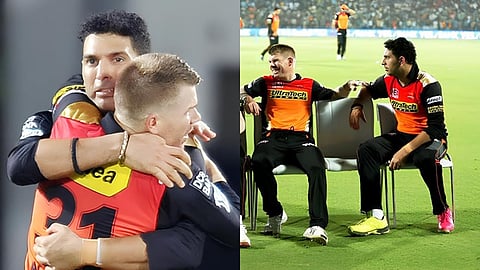 டேவிட் வார்னர் உடன் யுவ்ராஜ் சிங்.