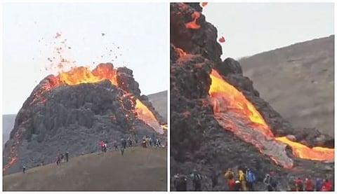 ஐஸ்லாந்தில் எரிமலைச் சீற்றம்: மிரள விட்ட விடியோ