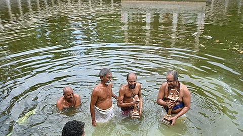 நெல்லையப்பா் கோயிலில் தீா்த்தவாரி.