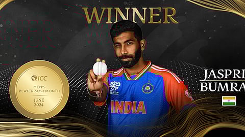 ஐசிசியின் ஜூன் மாதத்துக்கான சிறந்த வீரர் விருதை வென்ற ஜஸ்பிரித் பும்ரா!