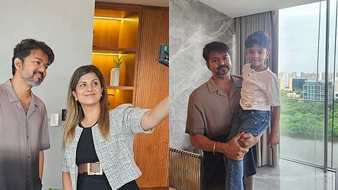நடிகர் விஜய்யுடன் நடிகை ரம்பா.