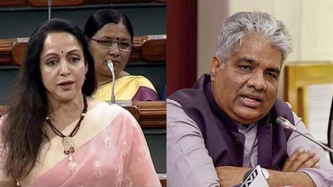 ஹேமமாலினி, மத்திய அமைச்சா் பூபேந்தா் யாதவ்.