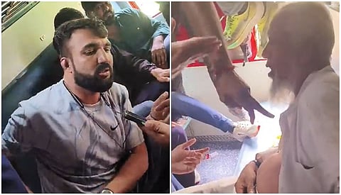 முதியவர் தாக்கப்படும் காணொளியில் எடுக்கப்பட்ட படங்கள்