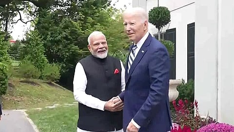 நரேந்திர மோடியை வரவேற்ற ஜோ பைடன்