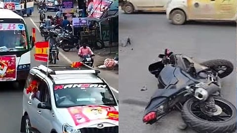 விபத்துக்குள்ளான இருசக்கர வாகனம்