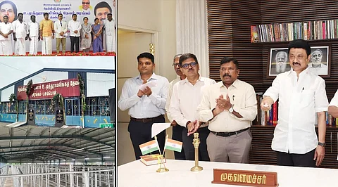 முத்துராமலிங்கதேவர் நினைவிடத்தில் அரங்கத்தை திறந்துவைக்கும் முதல்வர் ஸ்டாலின்.