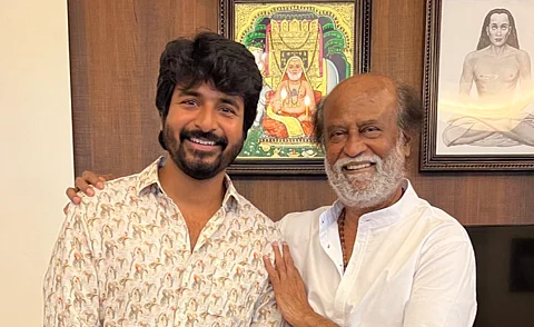நடிகர்கள் ரஜினிகாந்த், சிவகார்த்திகேயன்.
