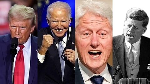 டொனால்ட் டிரம்ப், ஜோ பைடன், பில் கிளிண்டன், ஜான் எஃப்.கென்னடி.
