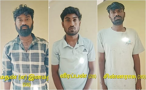 கைது செய்யப்பட்ட இளைஞர்கள்.