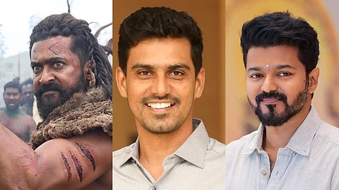 சூர்யா, தயாரிப்பாளர் எஸ்.ஆர்.பிரபு, விஜய்.