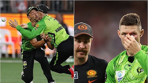 பந்தைப் பிடிக்க முயன்று ஆஸி. வீரர்கள் நேருக்கு நேர் மோதல்! மருத்துவமனையில் அனுமதி