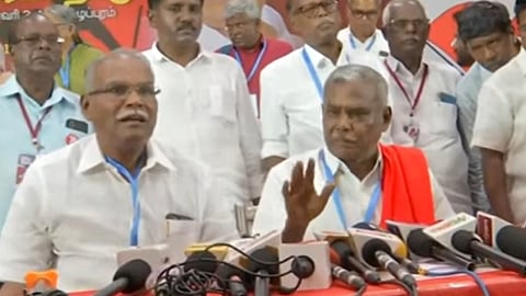செய்தியாளர் சந்திப்பில் பெ. சண்முகம்