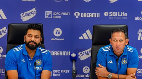 கேப்டன் ரோஹித் சர்மா, அணித் தேர்வுக்குழுத் தலைவர் அஜித் அகர்கர்