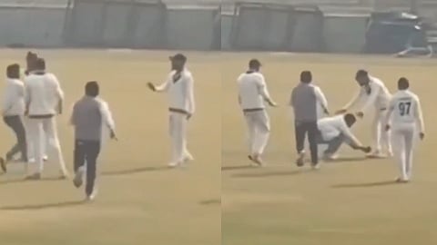 கட்டுப்பாட்டை மீறி விராட் கோலியின் காலைத் தொட்ட ரசிகர்