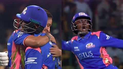 கமலினியைப் பாராட்டும் கேப்டன் ஹர்மன்ப்ரீத் கௌர்.