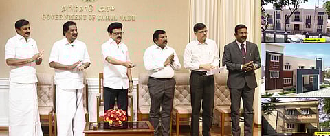 தலைமைச் செயலகத்தில் இருந்து காணொலி மூலம் புதிய சாா் பதிவாளா் கட்டடங்களை வியாழக்கிழமை திறந்து வைத்த முதல்வா் மு.க.ஸ்டாலின். உடன், அமைச்சா்கள் மு.பெ.சாமிநாதன், பி.மூா்த்தி, தலைமைச் செயலா்
நா.முருகானந்தம், வணிகவரி மற்றும் பதிவுத் துறை கூடுதல் தலைமை செய