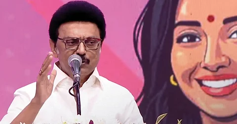 சென்னை, நேரு உள்விளையாட்டு அரங்கத்தில் நடைபெற்ற உலக மகளிர் விழாவில் பேசும் முதல்வர் மு.க.ஸ்டாலின்