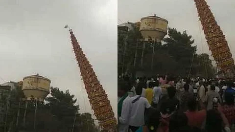 120 அடி உயர 2 தேர்கள் கவிழ்ந்து விபத்து: இருவர் பலி!
