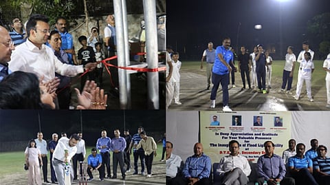 டிடிஇஏ மந்திா்மாா்க் பள்ளியில் மிகு ஒளி விளக்குடன் கூடிய கிரிக்கெட் மைதானத்தை செவ்வாய்க்கிழமை திறந்து வைத்த தில்லி கிரிக்கெட் கழகத்தின் தலைவா் ரோஹன் ஜேட்லி. உடன், பள்ளியின் செயலாளா் ராஜூ, தில்லி கிரிக்கெட் கழகத்தின் இயக்குநா் ஷியாம் சுந்தா் ஷா்ம