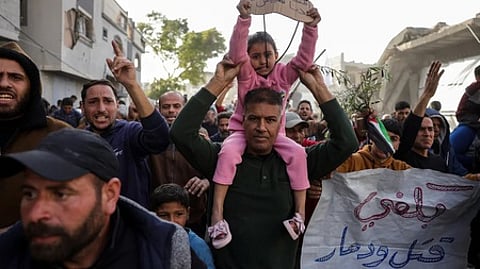 காஸாவில் ஹமாஸை எதிா்த்து ஆா்ப்பாட்டம்