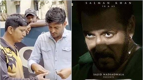 டிக்கெட் விநியோகிக்கும் குல்தீப் கஸ்வான் / சல்மான் கான்