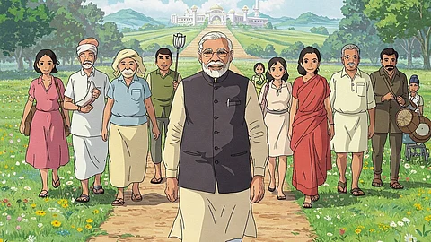 ஜிப்லி அனிமேஷன் சித்திரித்த பிரதமர் நரேந்திர மோடியின் படம்