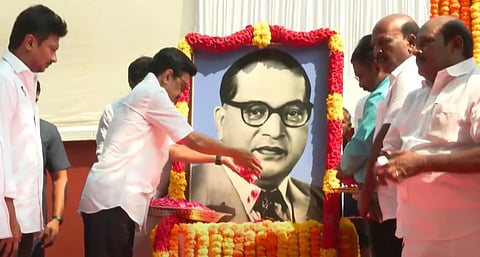 அம்பேத்கர் படத்துக்கு முதல்வர் ஸ்டாலின் மரியாதை