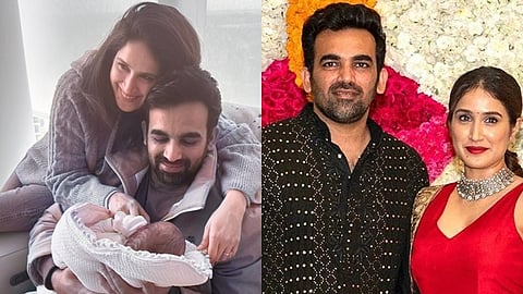 ஜாகீர் கான், அவரது மனைவி சாகரிகா காட்கே உடன் புதியதாக பிறந்த குழந்தை.