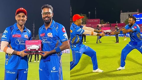 விருதைப் பகிர்ந்துகொண்ட சூர்யகுமார் யாதவ், ஹார்திக் பாண்டியா.