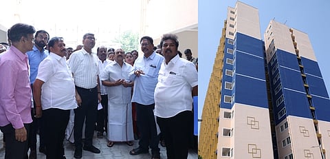 ஆய்வு மேற்கொள்ளும் அமைச்சர் தா. மோ. அன்பரசன்.
