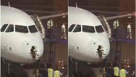 சேதமடைந்த விமானத்தின் முன்பகுதி