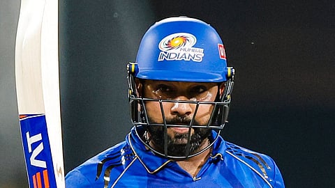 Rohit sharma after fifty. (pic. from Mumbai Indians, X)