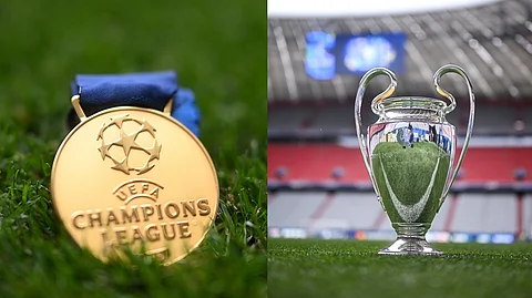 UEFA champions league medals and Cups. (pics from X, UEFA)