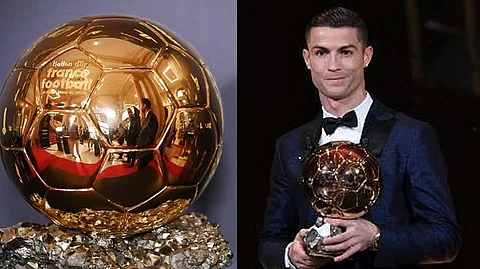 Ronaldo with Ballon Dor award. (file photo from ENS)