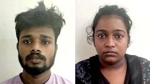 பழவந்தாங்கல் பகுதியில் நடந்து சென்ற பெண்ணிடம் தங்கச் சங்கிலி
பறிக்க முயன்று கைது செய்யப்பட்ட மரிய சுமித்ரா அவரது கணவா் அந்தோணிராஜ்.