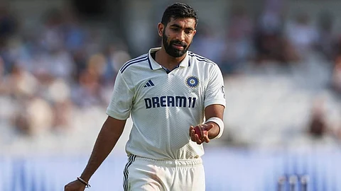 India's Jasprit Bumrah prepares to bowl on day two of the first cricket test match between England and India at Headingley in Leeds, England,