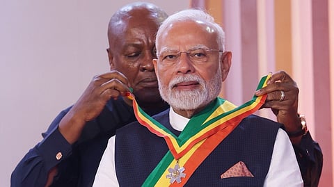 Prime Minister Narendra Modi has been honored with Ghana's highest award.