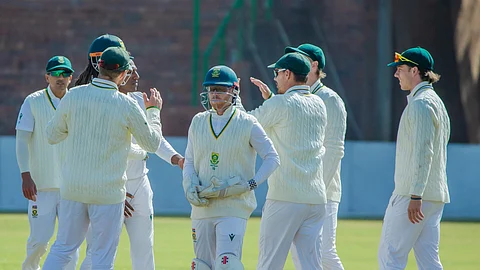 The South African team...