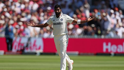 Jasprit Bumrah celebrates after taking a wicket