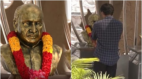 காமராஜர் சிலைக்கு மாலை அணிவித்து மரியாதை செலுத்திய தவெக தலைவர் விஜய்.