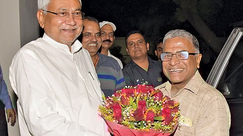 Harivansh Singh with Bihar Chief Minister Nitish Kumar.
