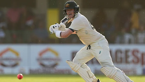 Australia's Steve Smith plays a shot against West Indies on day one of the third Test cricket match at Sabina Park in Kingston, Jamaica