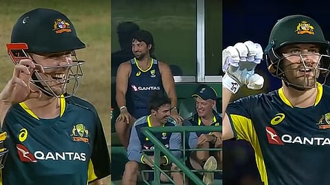Aussie players celebrate in Tim David style