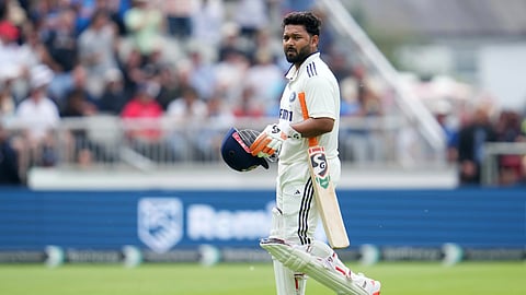 India's Rishabh Pant walks off the field after losing his wicket during the second day of the fourth cricket test
