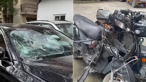 Speeding BMW hits scooter in Noida