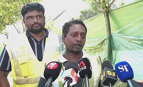 தனது குழு உறுப்பினருடன் பேட்டியளித்த பிச்சை உடையப்பன் சுப்பையா.