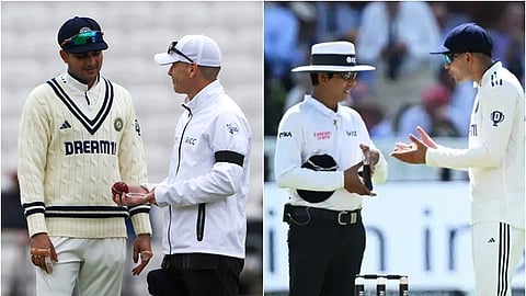 டியூக்ஸ் பந்து குறித்து நடுவரிம் வாக்குவாதத்தில் ஈடுபட்ட இந்திய அணி கேப்டன் ஷுப்மன் கில்.